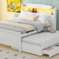 Full Size Platform Bed with Storage LED Headboard, Twin Size Trundle and 3 Drawers