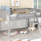 Twin Size Wood Low Loft Bed with Ladder