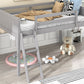 Twin Size Wood Low Loft Bed with Ladder