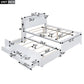Full Size Platform Bed with Storage LED Headboard, Twin Size Trundle and 3 Drawers