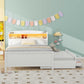 Full Size Platform Bed with Storage LED Headboard, Twin Size Trundle and 3 Drawers