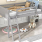 Twin Size Wood Low Loft Bed with Ladder
