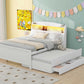 Full Size Platform Bed with Storage LED Headboard, Twin Size Trundle and 3 Drawers