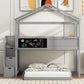 Twin Over Full House Bunk Bed with Storage Staircase