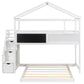 Twin Over Full House Bunk Bed with Storage Staircase