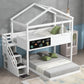 Twin Over Full House Bunk Bed with Storage Staircase