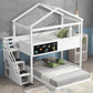 Twin Over Full House Bunk Bed with Storage Staircase