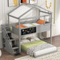 Twin Over Full House Bunk Bed with Storage Staircase