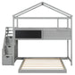 Twin Over Full House Bunk Bed with Storage Staircase