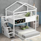 Twin Over Full House Bunk Bed with Storage Staircase