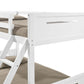 White Twin/Full Bunk Bed with Built-in Ladder