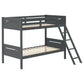 Grey Twin/Twin Bunk Bed with Built-in Ladder