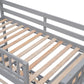 Wooden Twin Over Full Bunk Bed with Six Drawers and Flexible Shelves