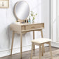 Maly Contemporary Wood Vanity and Stool Set