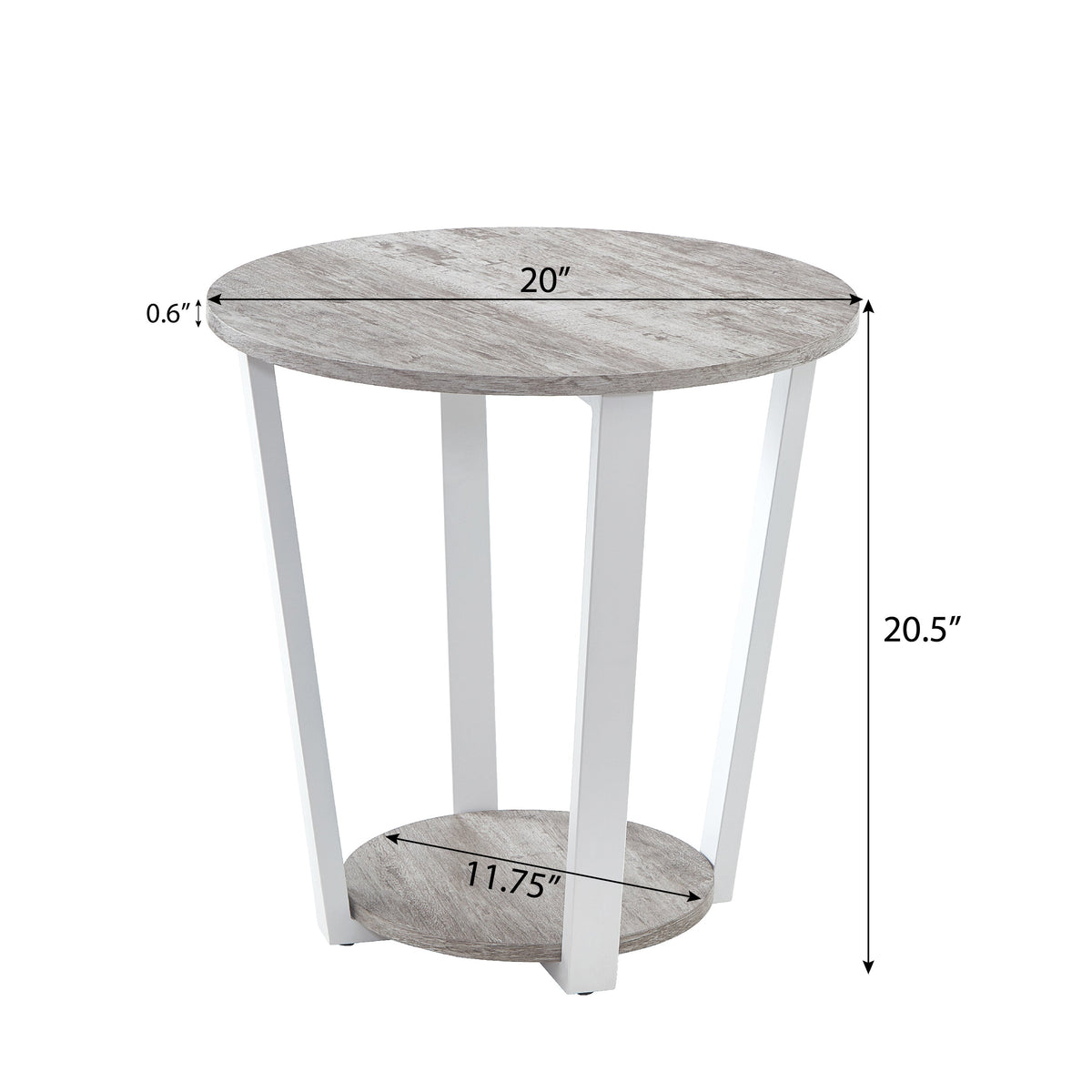 Elysian Contemporary Round End Table with Shelf