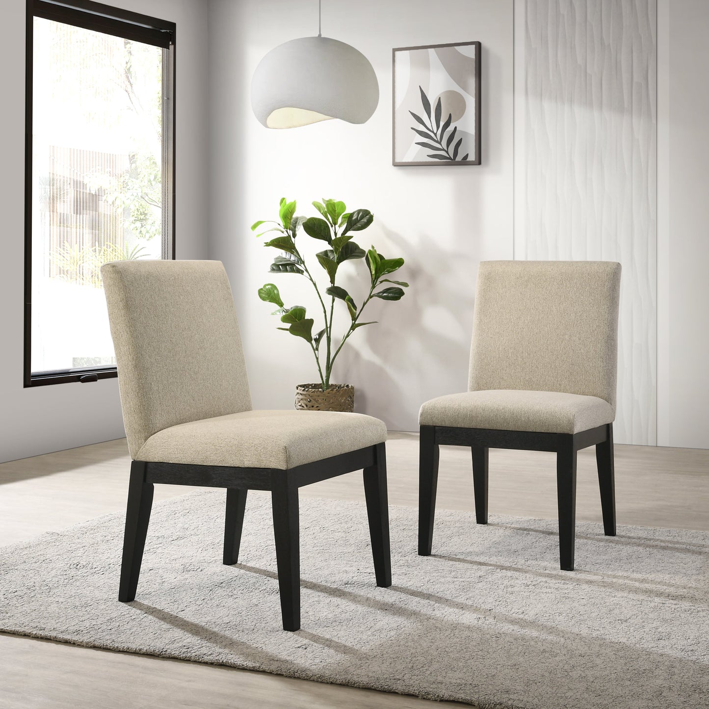 Rocco Contemporary Solid Wood Dining Chairs, Set of 2