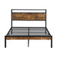 Full Size Metal Platform Bed Frame with Wooden Headboard