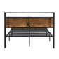 Full Size Metal Platform Bed Frame with Wooden Headboard