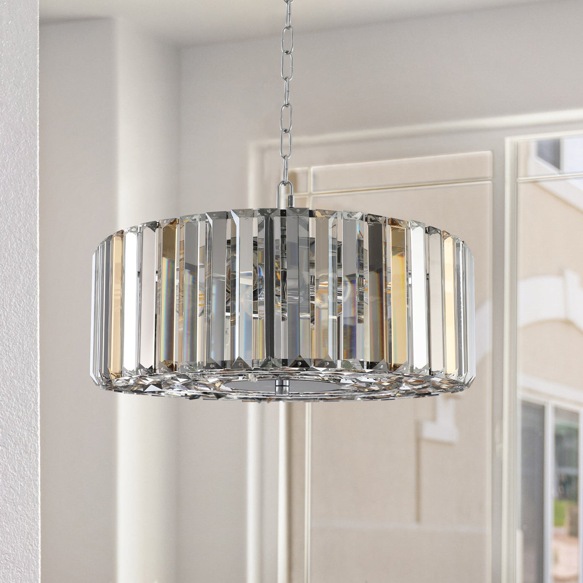 17" Chrome Crystal Pendant Chandelier