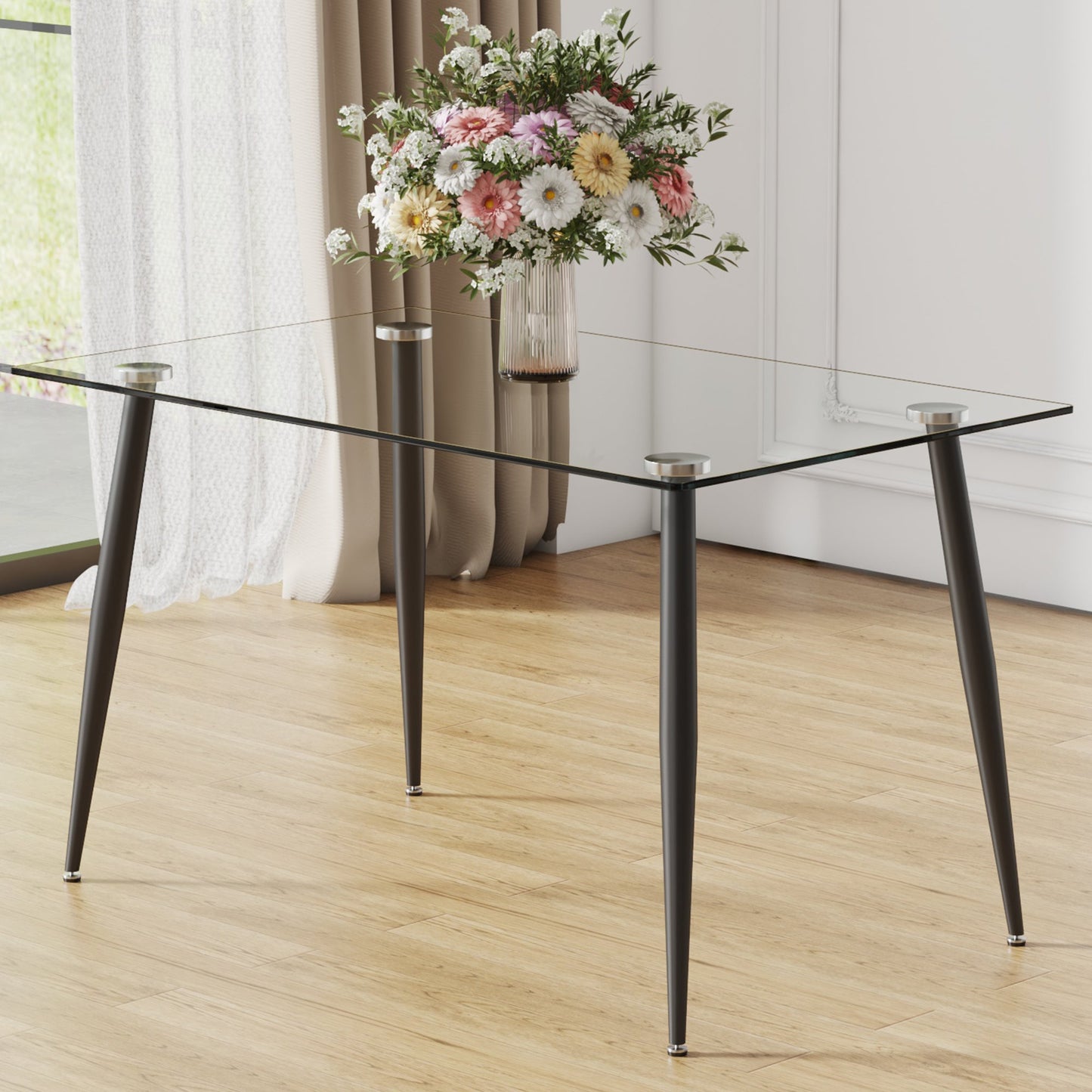Modern Rectangular Glass Dining Table