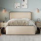 Modern Metal Bed Frame with Curved Upholstered Headboard