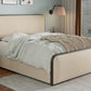Modern Metal Bed Frame with Curved Upholstered Headboard