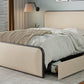 Modern Metal Bed Frame with Curved Upholstered Headboard