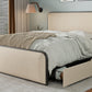 Modern Metal Bed Frame with Curved Upholstered Headboard