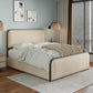 Modern Metal Bed Frame with Curved Upholstered Headboard