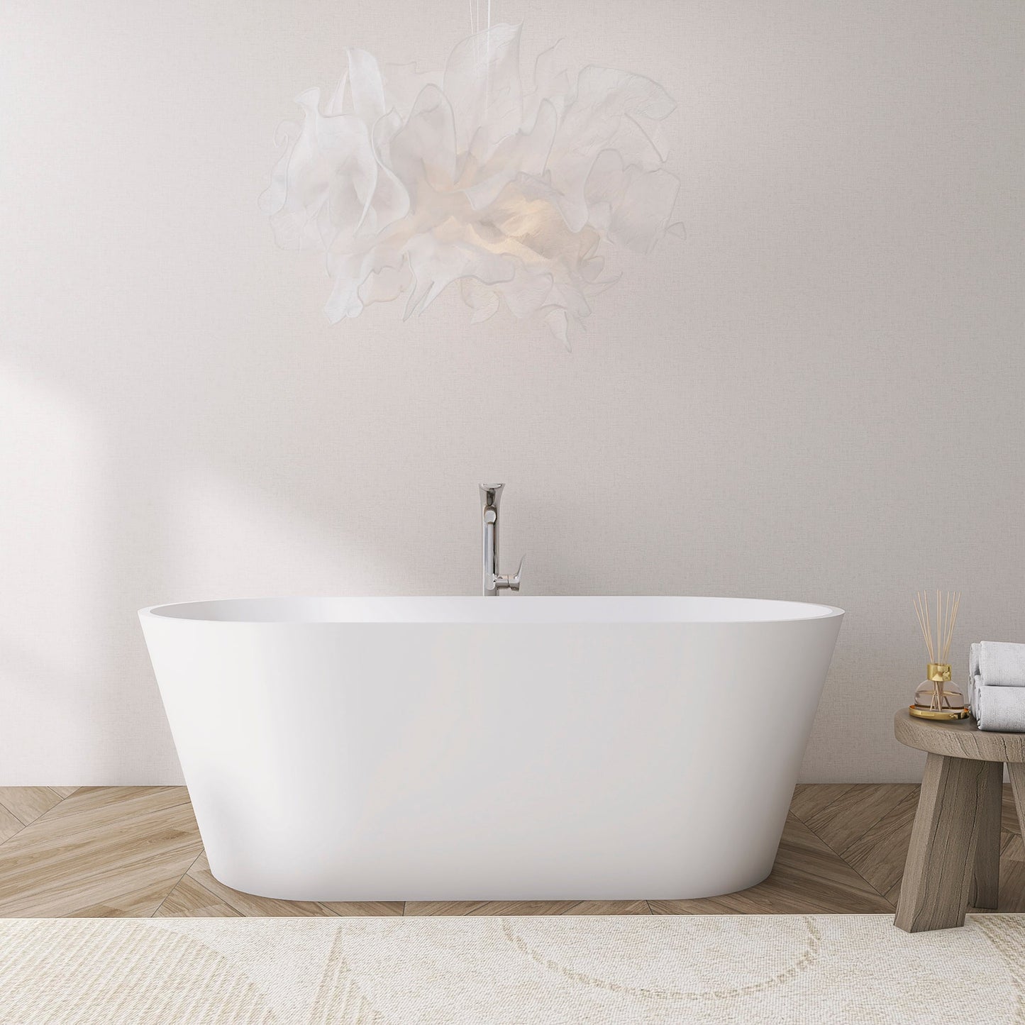 71 Inch Freestanding Solid Surface Soaking Bathtub