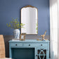 Stylish Blue Desk with Drawers and Glass Front Cabinet