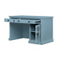Stylish Blue Desk with Drawers and Glass Front Cabinet