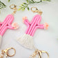 Handmade cactus keychains. boho desert style macrame keychain gift for her.