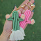 Handmade cactus keychains. boho desert style macrame keychain gift for her.