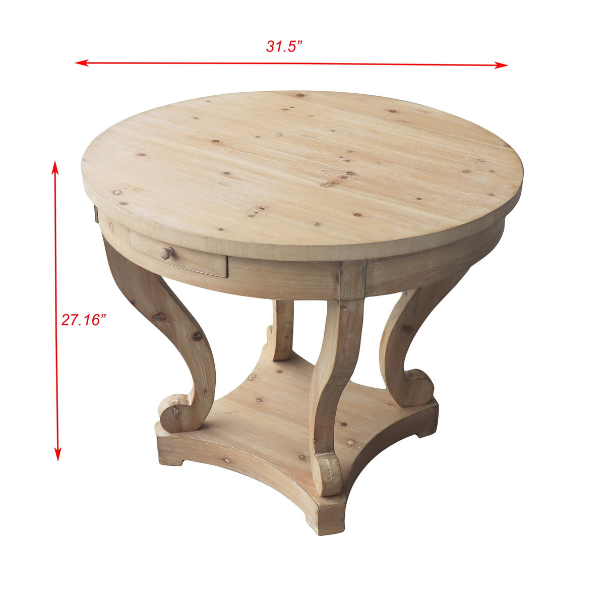 Curved Legs Farmhouse Style Small Size Round Dining Table End Table Side Table Coffee Table For Dinette, - view 2