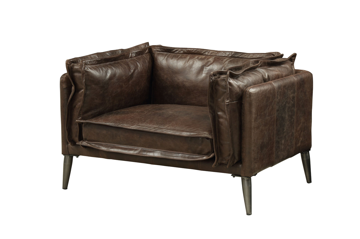 Porchester Distress Chocolate Top Grain Leather Chair