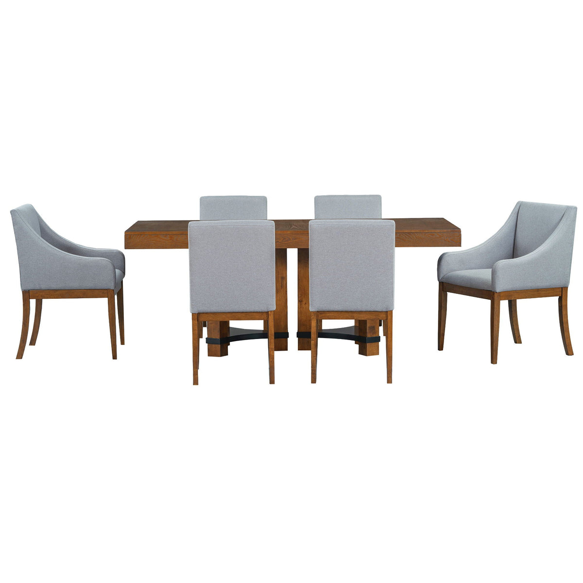 Topmax - 7 Piece Rustic Extendable Dining Table Set With Removable Leaf, 2 Arm Chairs And 4 Armless Chairs - view 3