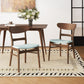 Set of 2 Dining Chairs - Upholstered Seat, Rubberwood Legs, Walnut+Mint
