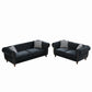 Chesterfield 3 And 2 Seater Upholstery Sofa With Roll Armrest & Nailhead Fabric Couch - view 5