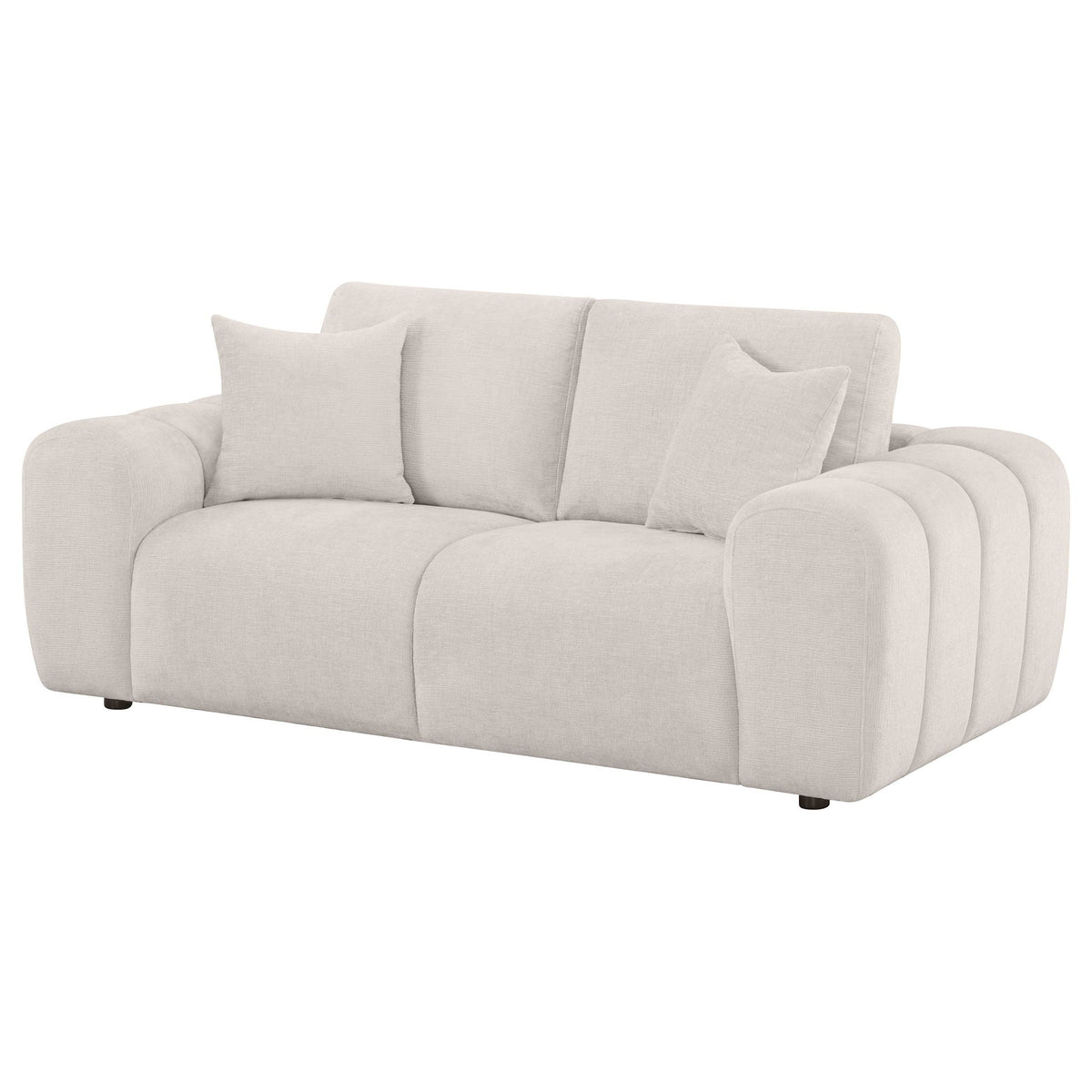 Burnett Chenille Upholstered Wide Arm Loveseat Ivory - view 2