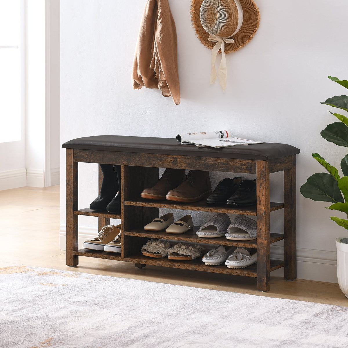 Height-Adjustable Shoe-Changing Bench