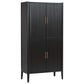 U_STYLE Modern Fluted Wine Cabinet with Glass Display & Stemware Rack