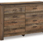 Trinell - Six Drawer Dresser - 61.34" x 15.98" x 42.99" - Brown Dark