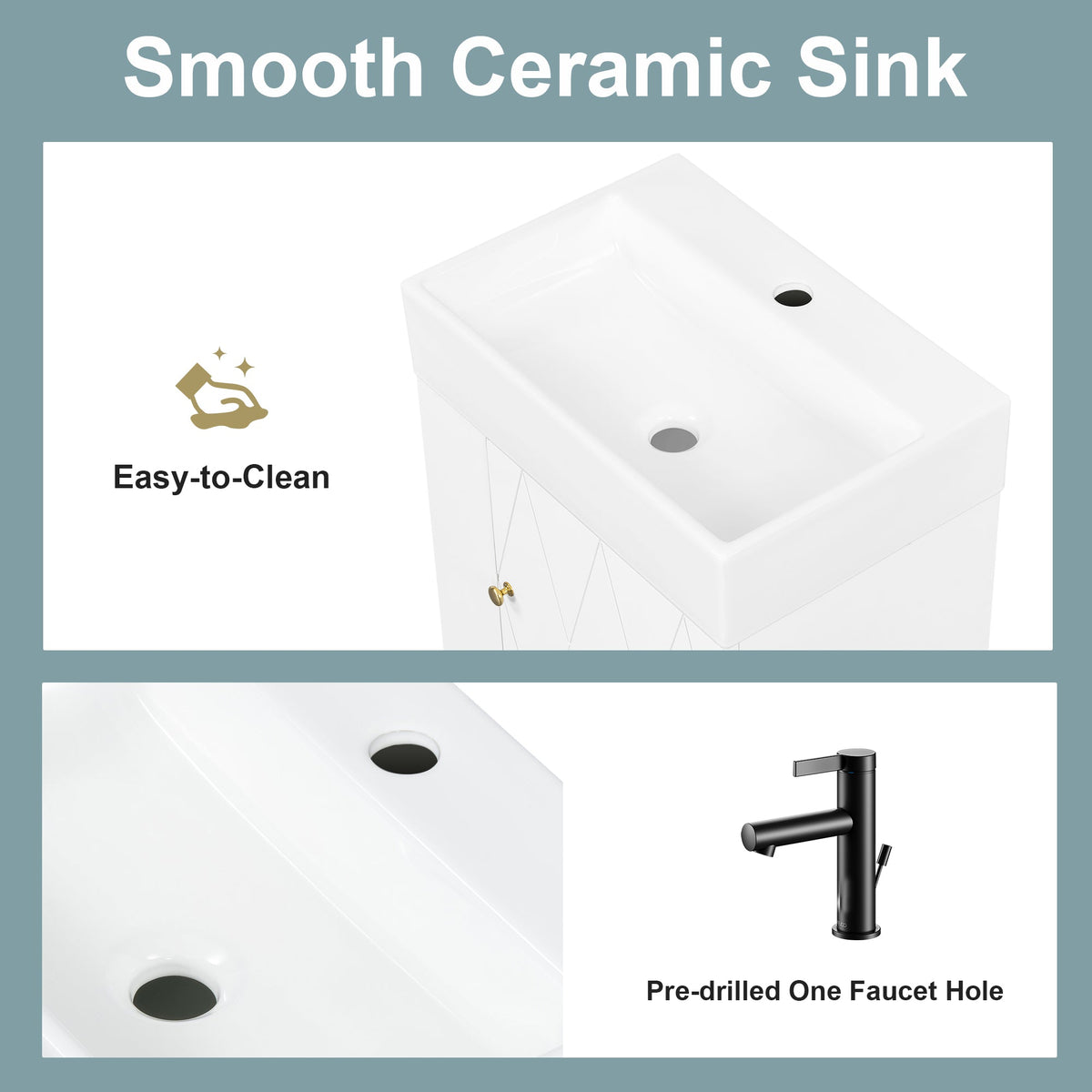 20 Inch Bathroom Vanity with Ceramic Sink
