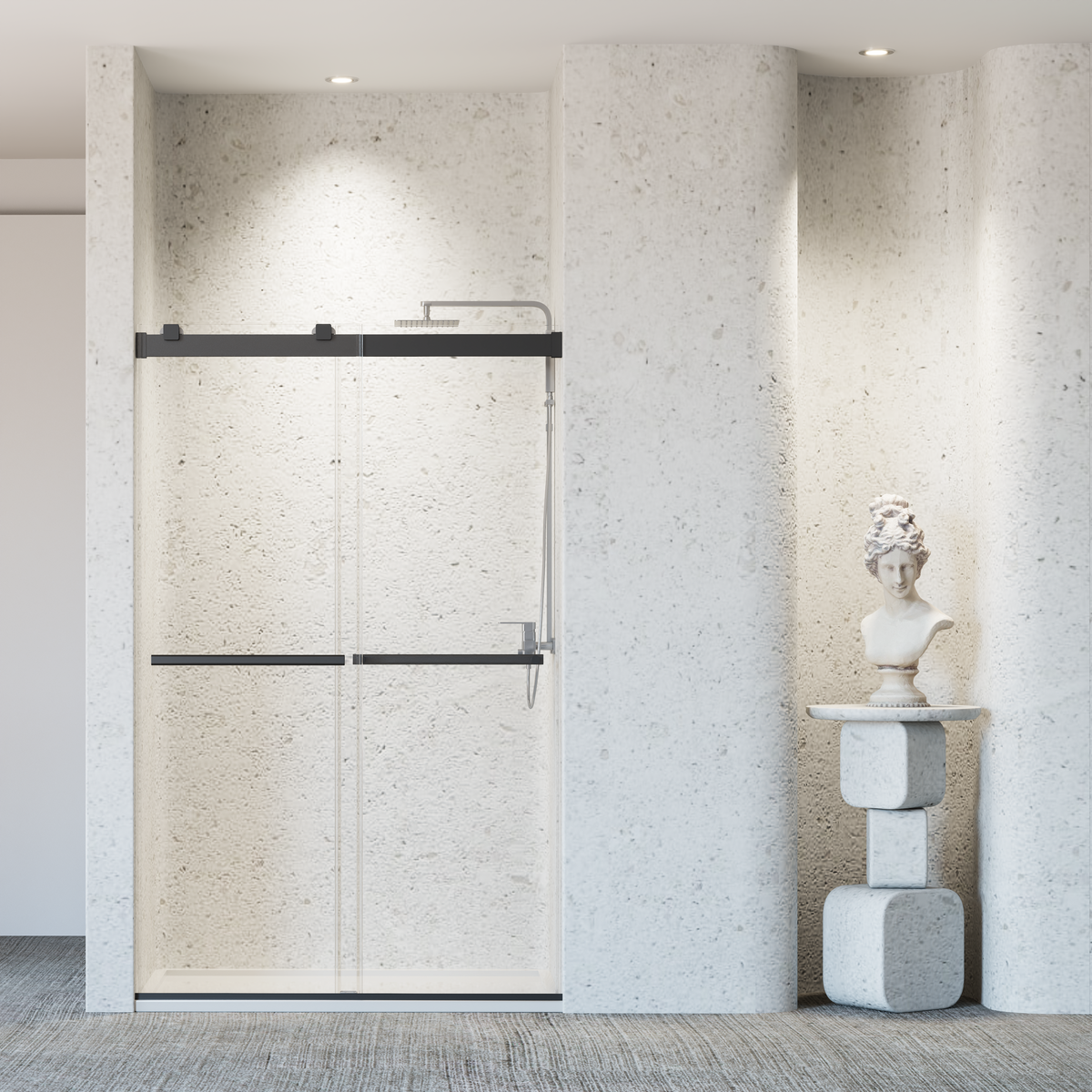Frameless Double Sliding Shower Door - 46-48" W x 76" H