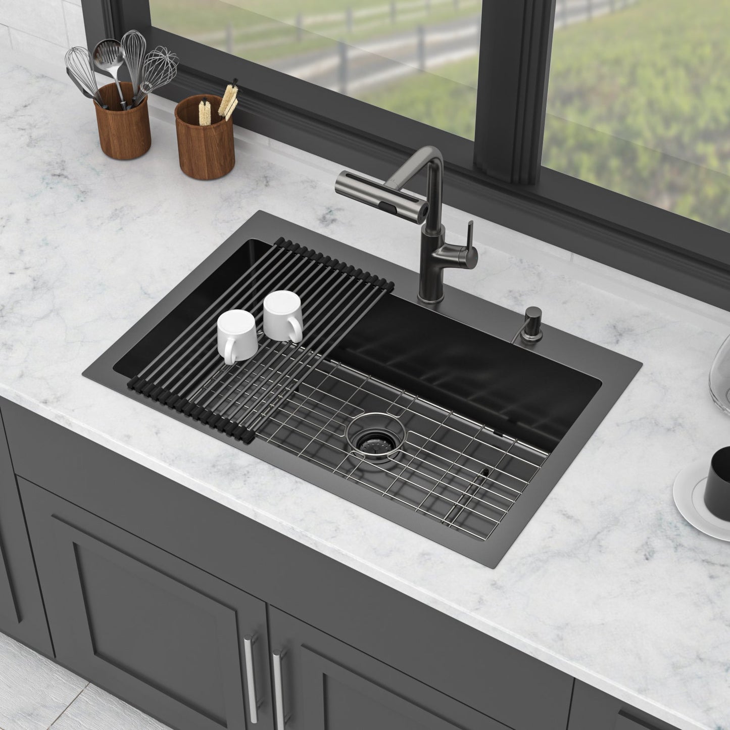 30" Drop-In Gunmetal Kitchen Sink