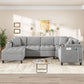 U Shaped Sectional Sofa, Corner Living Room Couch With Built In Cup Holders, Storage, USB Ports - view 6