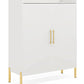 35.43 Inch White and Gold Shoe Cabinet