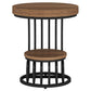 19.68" Round Vintage End Table with 2-Tier Storage
