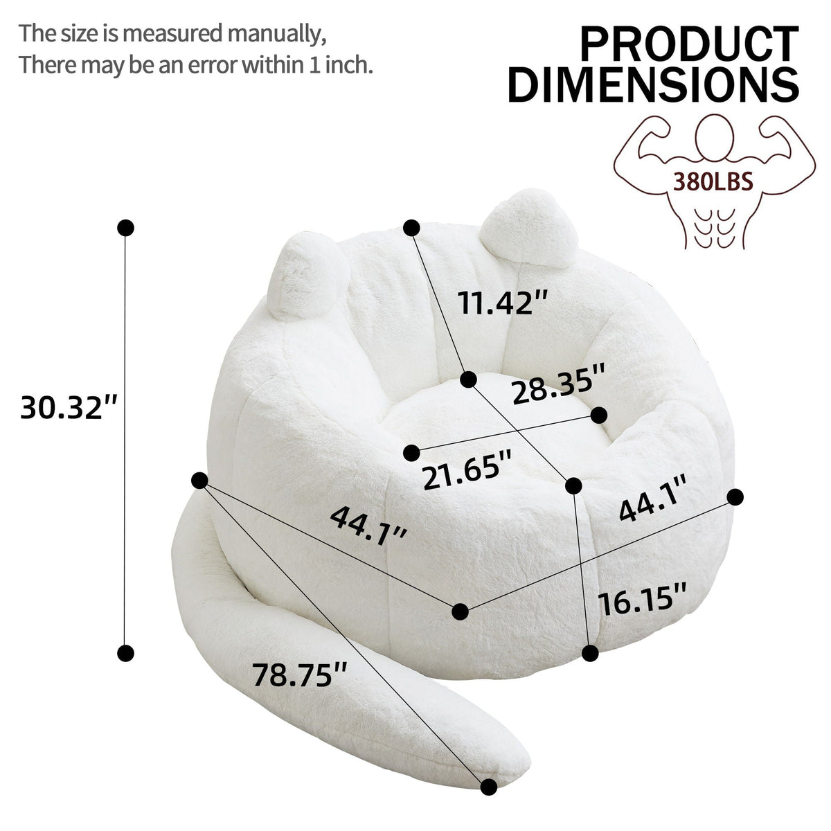 Cat Shaped Bean Bag Sofa With Long Tail - view 4